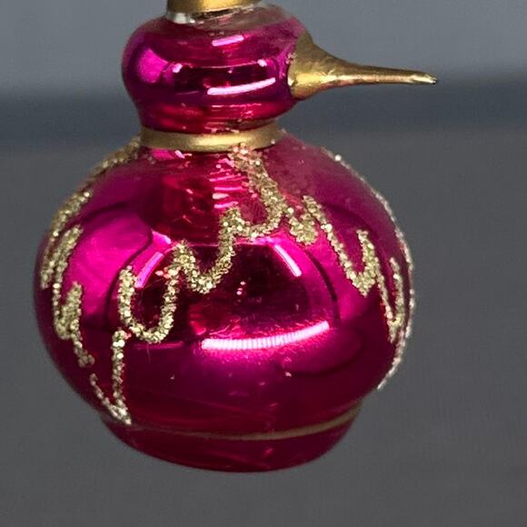 Vtg Italian Glass Lamp Ornament 5" Ivory Pink Blue Gold Bird Charm Christmas 60s - Picture 7 of 16